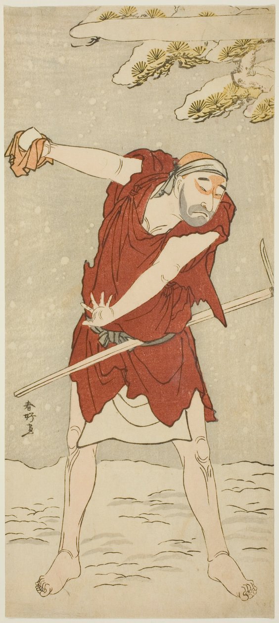 Aktor Onoe Matsusuke I w roli mnicha w "Courtesan: Kerria Roses at Ide" ("Keisei Ide no yamabuki") autorstwa Katsukawa Shunkо̄