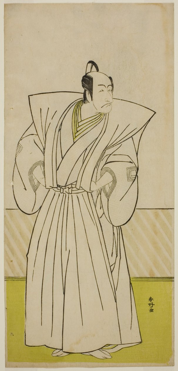 Aktor Ichikawa Danjuro V jako Enya Hangan () w sztuce Kanadehon Chushin Nagori no Kura (), wystawionej w teatrze Nakamura () w dziewiątym miesiącu 1780 roku () autorstwa Katsukawa Shunkо̄