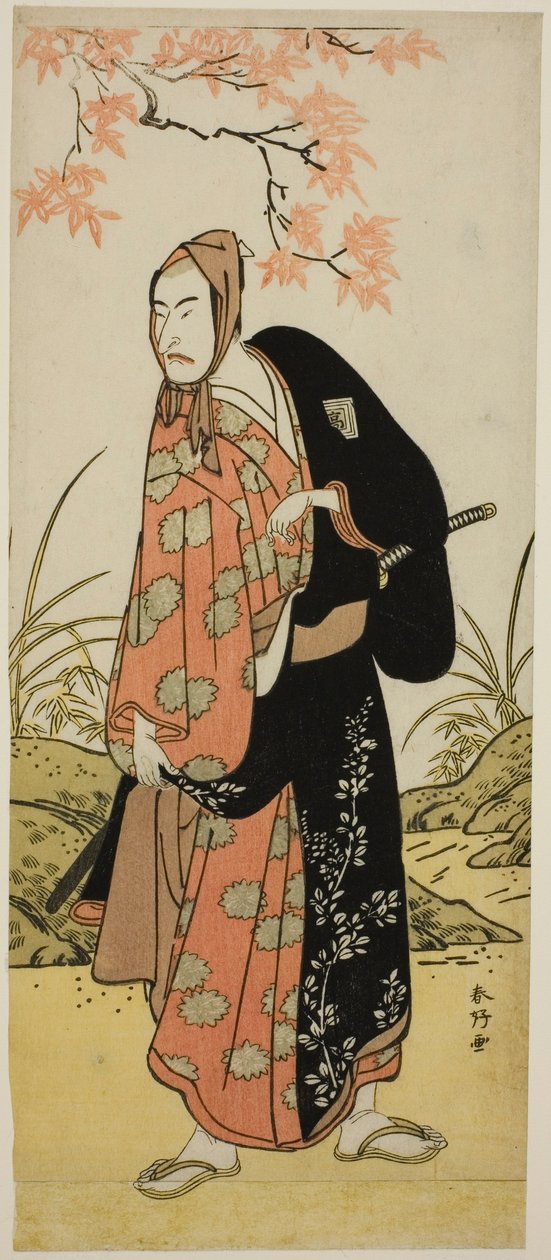 Aktor Ichikawa Komazo III jako Katanaya Hanshichi w sztuce "Heike Hyobanki" wystawionej w teatrze Nakamura w dziewiątym miesiącu 1789 r. autorstwa Katsukawa Shunkо̄