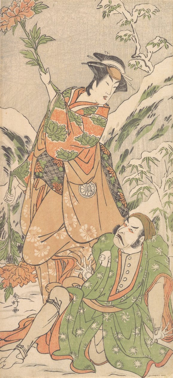 Kabuki Ac i rs Arashi Ryuzo Dobry pomysł d Segawa Chryzantema Kobieta Dobrze, co? 1790. autorstwa Katsukawa Shunko