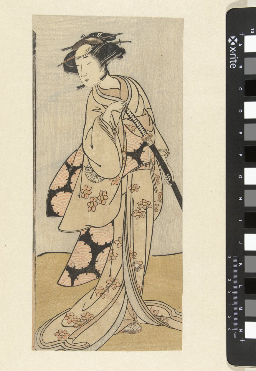 Aktor z mieczem w roli kobiecej autorstwa Katsukawa Shunsho (attributed to)