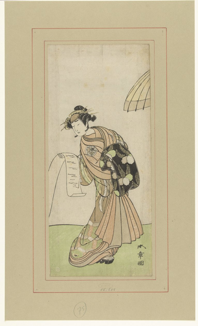Aktor Yamashita Kinsaku II w roli kurtyzany Agemaki autorstwa Katsukawa Shunsho