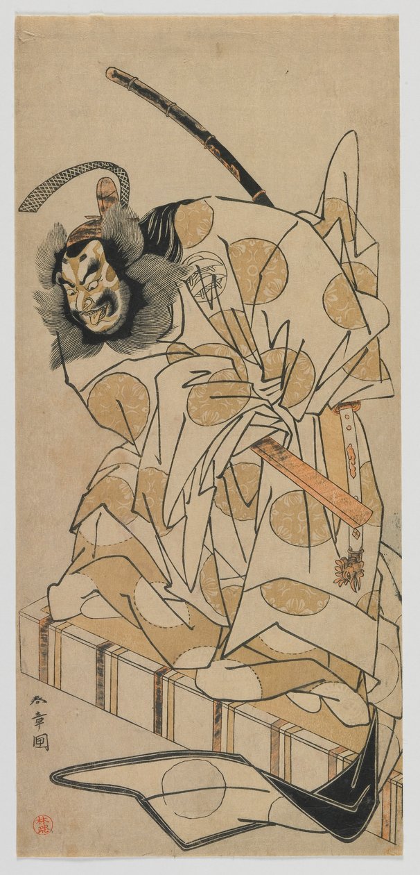 Kabuki ac i r Nakajima Mihoemon jako członek banknotu Fujiwara płaci herbatę, „Sekrety chłodnej gr phy Sugawary”, okres Edo d autorstwa Katsukawa Shunsho