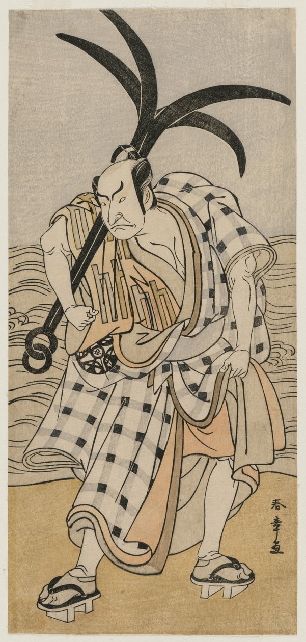 Nakamura Nakazo I jako mieszczanin trzymający kotwicę, ok. godz. 1780. autorstwa Katsukawa Shunsho