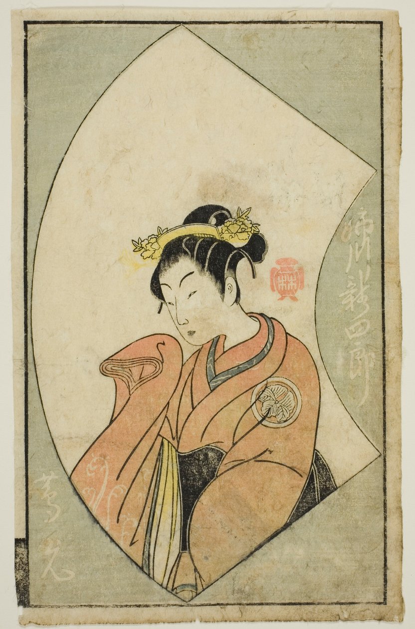 Aktor Anegawa Shinshiro II, z „Księgi obrazkowej fanów sceny (Ehon butai ogi)” autorstwa Katsukawa Shunsho