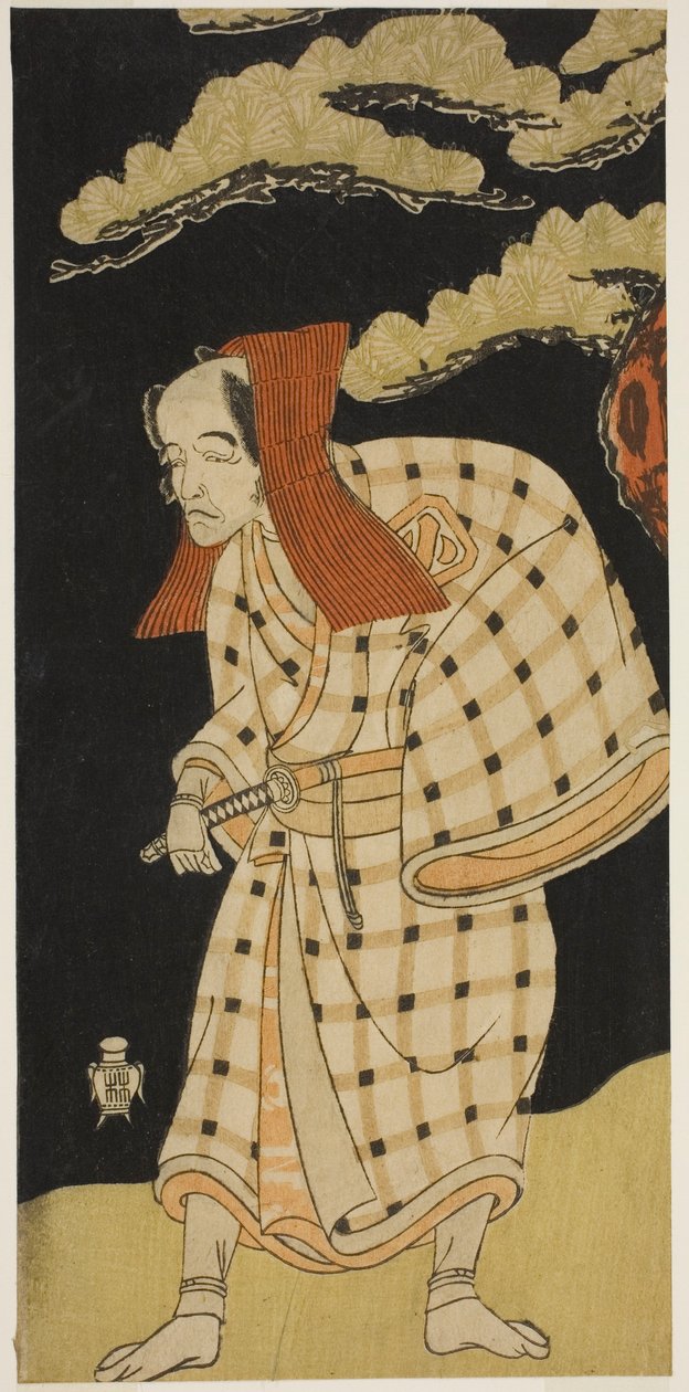 Aktor Arashi Otohachi I jako Numataro Kyusei przebrany za włamywacza Ipponzaemona w sztuce Otokoyama Yunzei Kurabe, wystawionej w Teatrze Ichimura w jedenastym miesiącu, 1768 autorstwa Katsukawa Shunsho