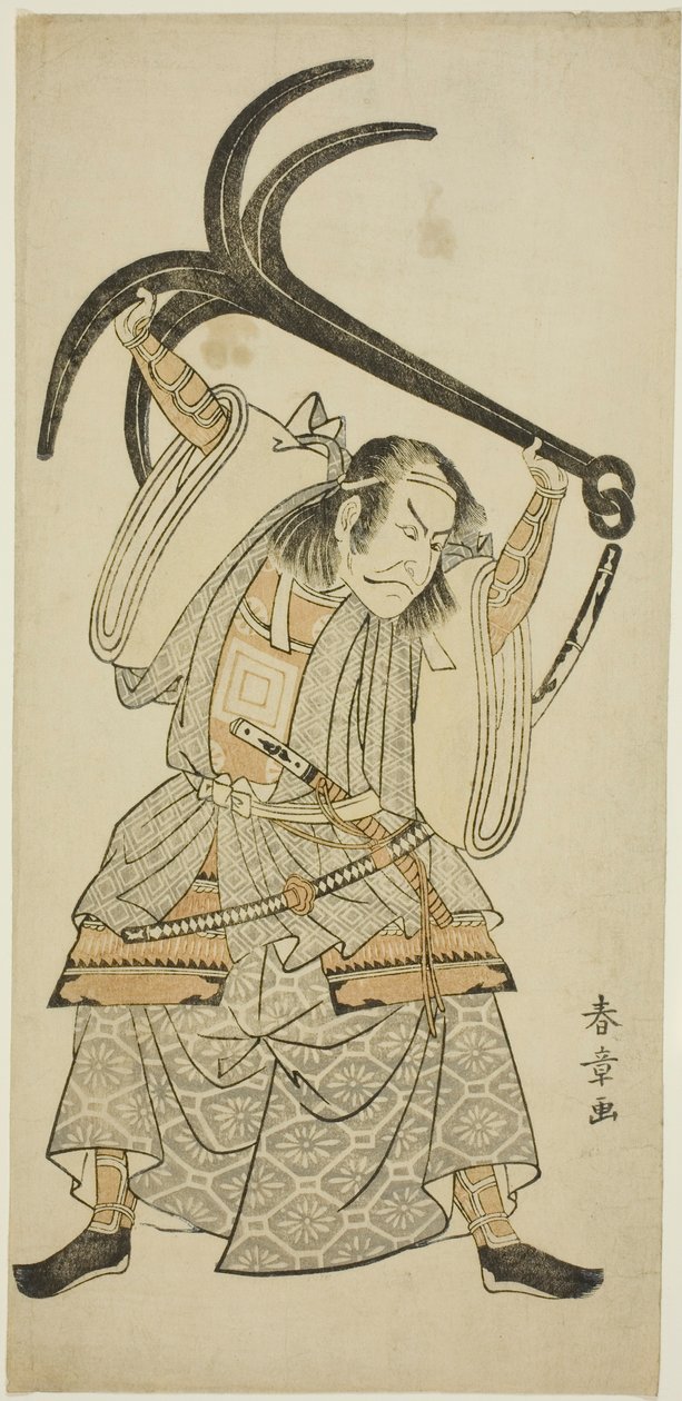 The Actor Ichikawa Danjuro IV as Taira no Tomomori disguised as Tokaiya Gimpei in the scene “Tomomori with the Anchor (Ikari Tomomori)” in the play “Yoshitsune’s Thousand Cherry Trees (Yoshitsune Sembon-zakura)” autorstwa Katsukawa Shunsho