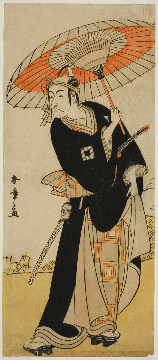Aktor Ichikawa Danjuro V jako Hanakapado no Sukeroku w sztuce Nanakusa Yosooi Soga, wystawionej w Teatrze Nakamura w piątym miesiącu, autorstwa Katsukawa Shunsho
