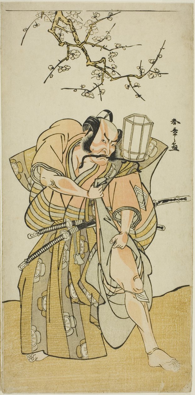 Aktor Ichikawa Danzo IV jako Kamakura no Gongoro Kagemasa, w piątej scenie spektaklu Date Nishiki Tsui no Yumitori (Dandyjski brokat: Przeciwni wojownicy), wystawiony w Teatrze Morita w jedenastym miesiącu, 1778 autorstwa Katsukawa Shunsho