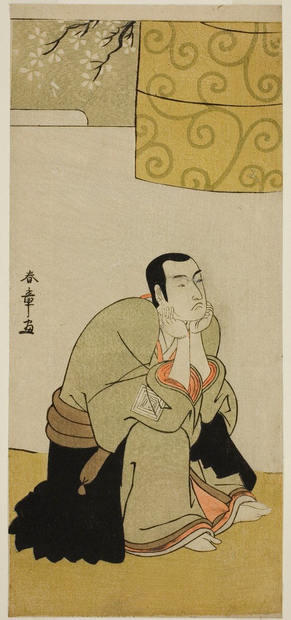 Aktor Ichikawa Monnosuke II jako mnich buddyjski w sztuce Edo no Hana Mimasu Soga, wystawionej w Teatrze Nakamura w czwartym miesiącu 1783 r. autorstwa Katsukawa Shunsho