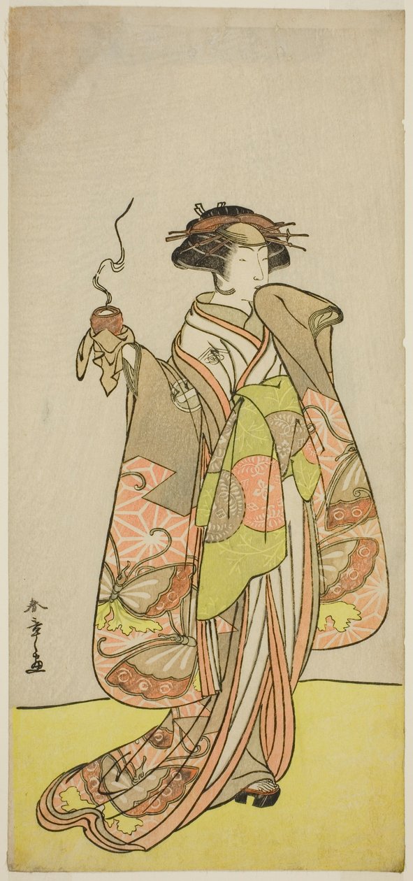 Aktor Ichikawa Monnosuke II jako kurtyzana Kewaizaka no Shosho w sztuce Sono Kyodai Fuji no Sugatami, wystawionej w Teatrze Morita w pierwszym miesiącu, 1776 autorstwa Katsukawa Shunsho
