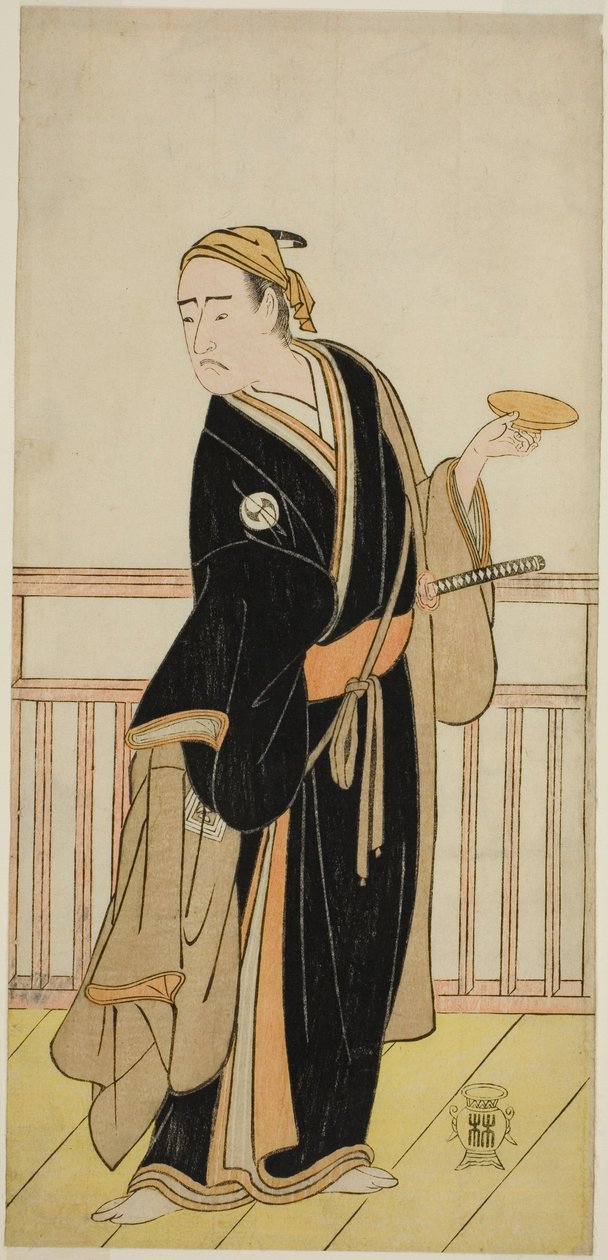 Aktor Ichikawa Yaozo III jako Oboshi Yuranosuke w sztuce Kanadehon Chushingura, wystawionej w Teatrze Nakamura w piątym miesiącu, 1786 autorstwa Katsukawa Shunsho