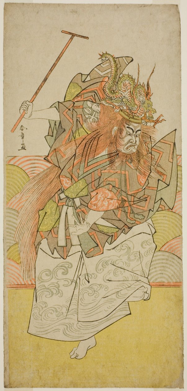 Aktor Ichimura Uzaemon IX jako wcielenie Smoczego Króla w sztuce Saki Masuya Ume na Kachidoki, wystawionej w Teatrze Ichimura w jedenastym miesiącu 1778 autorstwa Katsukawa Shunsho