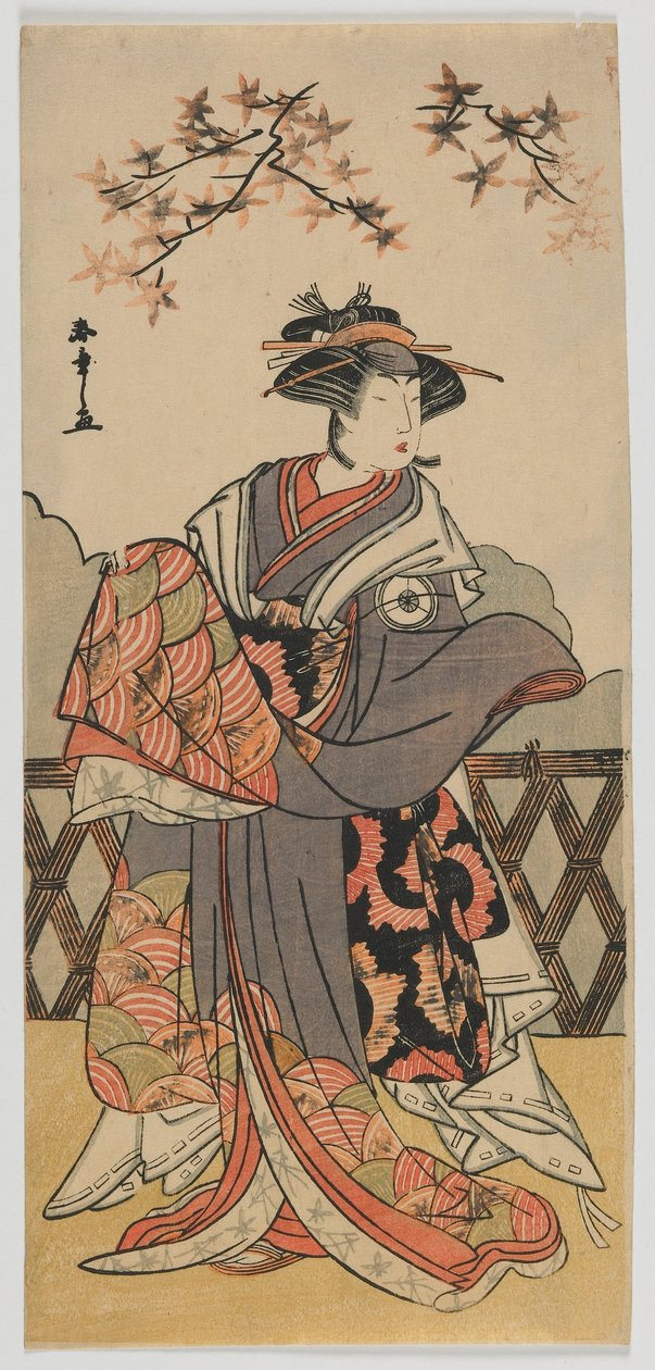 Aktor Iwai Hanshiro IV, okres Edo, koniec lat 80. XVIII wieku (kolorowy drzeworyt) autorstwa Katsukawa Shunsho