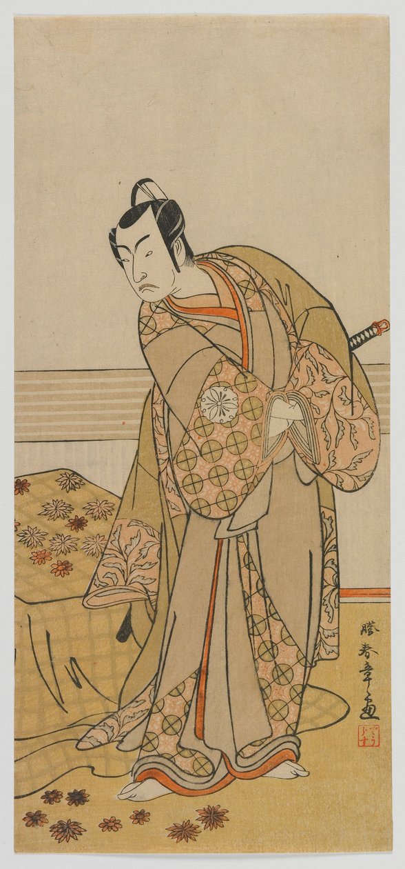 Aktor Matsumoto Koshiro IV, okres Edo, koniec lat 70. XVIII wieku (kolorowy drzeworyt) autorstwa Katsukawa Shunsho