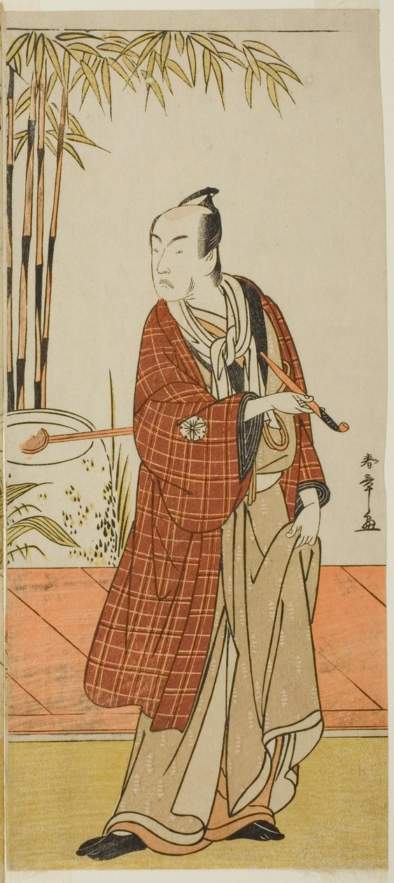 Aktor Matsumoto Koshiro IV jako Honcho-maru Tsunagoro (?) w sztuce Hono Nitta Daimyojin (?), wystawionej w Teatrze Morita (?) w siódmym miesiącu 1777 (?) autorstwa Katsukawa Shunsho