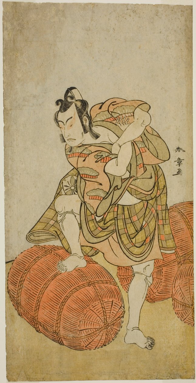 Aktor Matsumoto Koshiro IV jako Matsuo-maru w sztuce Sugawara Denju Tenarai Kagami, wystawionej w Teatrze Nakamura w czwartym miesiącu, 1779 autorstwa Katsukawa Shunsho