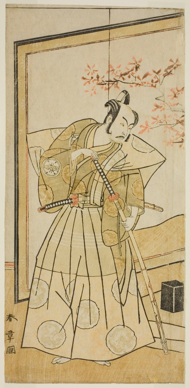 Świat pierwszego śniegu, przedziurawiony w Morita, 1773 autorstwa Katsukawa Shunsho