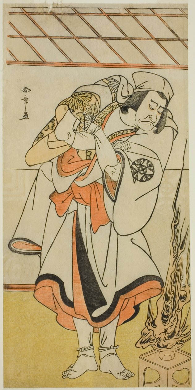 Aktor Nakamura Nakazo I jako Chinzei Hachiro Tametomo przebrany za ascetycznego mnicha w sztuce Kitekaeru Nishiki no Wakayaka, wystawionej w Teatrze Nakamura w jedenastym miesiącu, 1780 autorstwa Katsukawa Shunsho