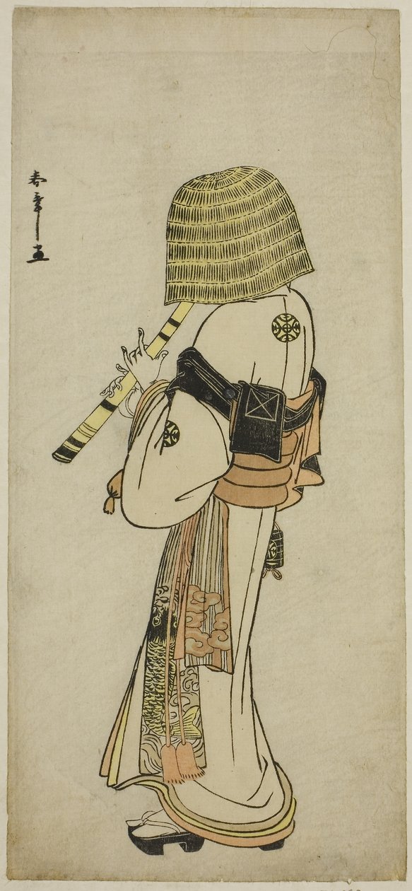 Aktor Nakamura Nakazo I jako Kakogawa Honzo w stroju Komuso w sztuce Kanadehon Chushingura, ok. 1783 r. (drzeworyt kolorowy; hosoban) autorstwa Katsukawa Shunsho