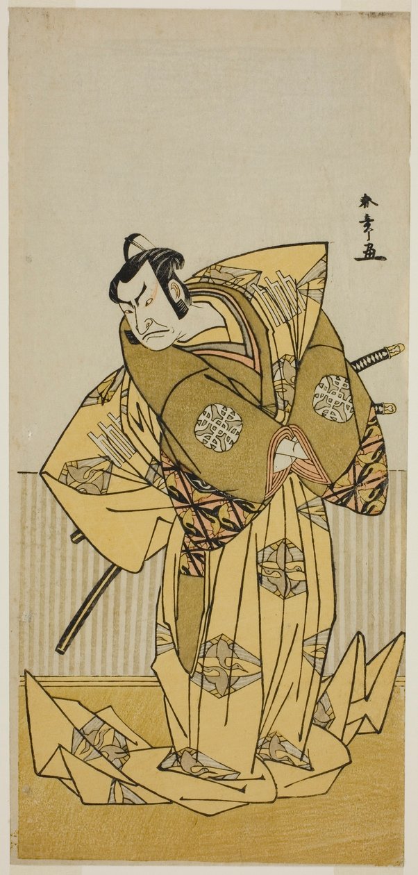 Aktor Nakamura Nakazo I jako Kudo Sukestune (?) w sztuce Kokimazete Takao Soga (?), wystawionej w Teatrze Ichimura (?) w drugim miesiącu, 1778 autorstwa Katsukawa Shunsho