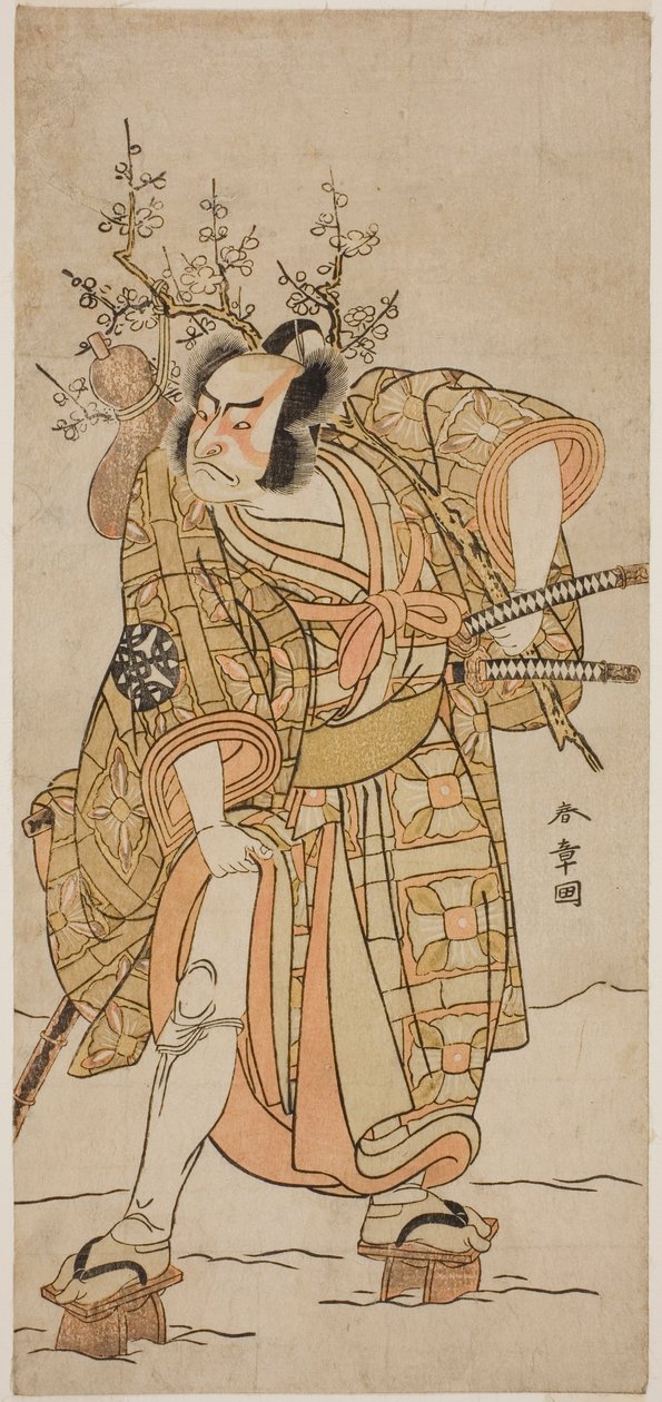 Aktor Nakamura Nakazo I jako Matano no Goro w sztuce Hana-zumo Genji Hiiki, wystawiony w Teatrze Nakamura w jedenastym miesiącu, 1775 autorstwa Katsukawa Shunsho