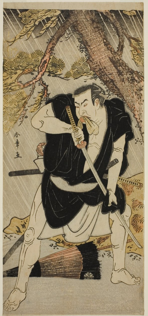 Aktor Nakamura Nakazo I jako Ono Sadakuro w sztuce Kanadehon Chushingura, wystawionej w teatrze Ichimura w szóstym miesiącu, 1783 autorstwa Katsukawa Shunsho