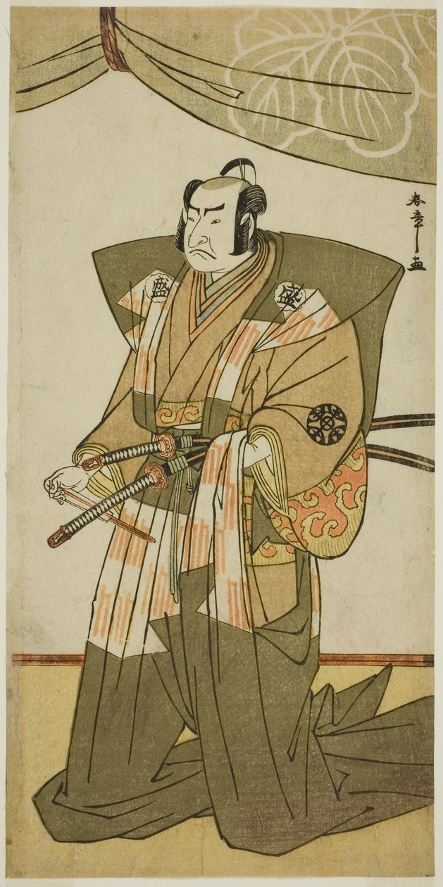 Aktor Nakamura Nakazo I jako Saito Sanemori w sztuce Kitekaeru Nishiki no Wakayaka, wystawionej w Teatrze Nakamura w jedenastym miesiącu, 1780 autorstwa Katsukawa Shunsho