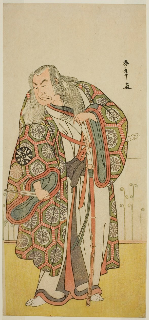 Aktor Nakamura Nakazo I jako mistrz miecza Takuma Genryu (?) w sztuce Edo no Fuji Wakayagi Soga (?), Wystawiony w Teatrze Nakamura (?) w pierwszym miesiącu 1789 (?) autorstwa Katsukawa Shunsho