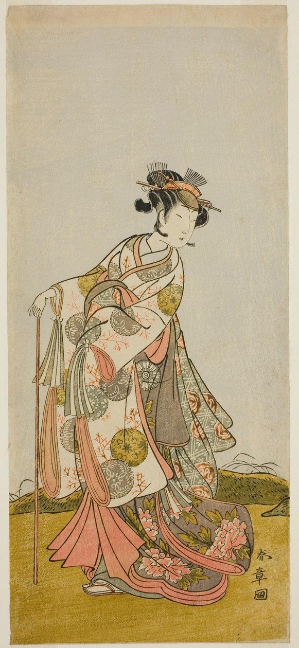Aktor Nakamura Noshio I jako księżniczka Usuyuki (Usuyuki Hime) w sztuce „Shin Usuyuki Monogatari”, wystawionej w Teatrze Morita w piątym miesiącu 1774 r. autorstwa Katsukawa Shunsho