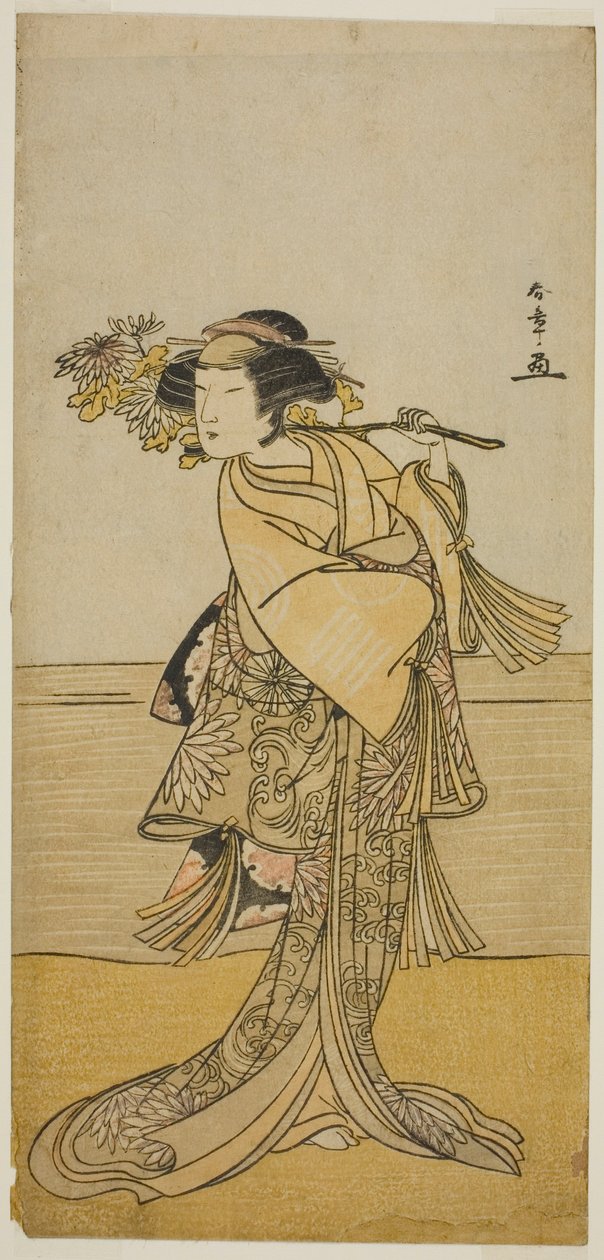 Aktor Nakamura Tomijuro I jako lisica z góry Ubagadake w sztuce Chigo Torii Tobiiri Kitsune, wystawionej w Teatrze Ichimura w jedenastym miesiącu, 1777 autorstwa Katsukawa Shunsho