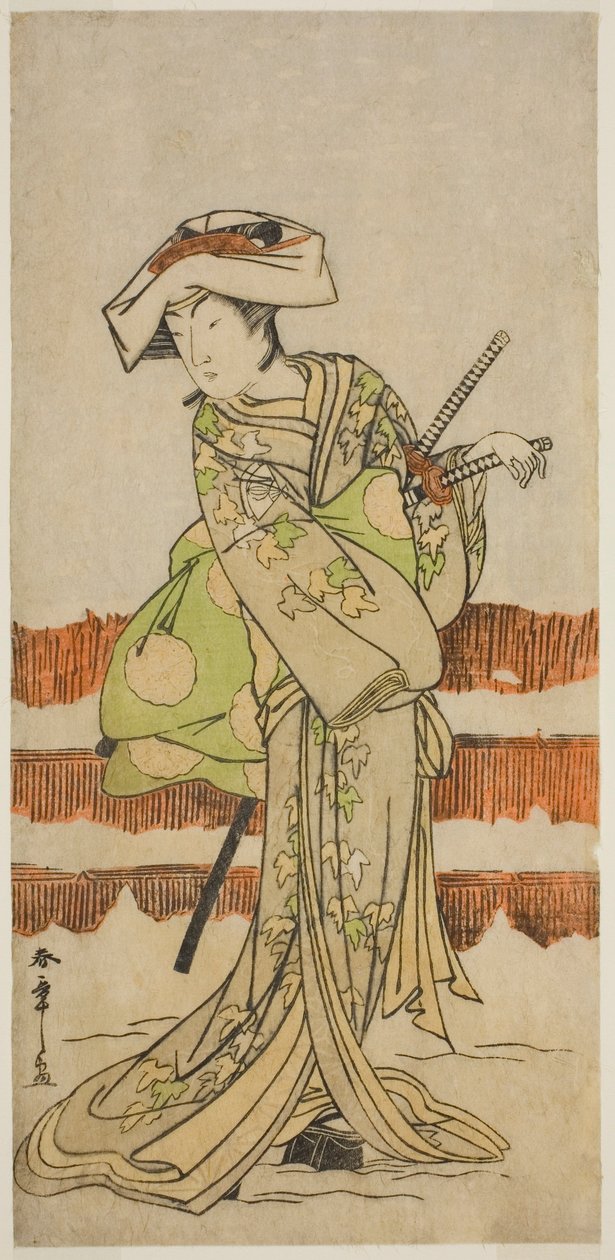 Aktor Onoe Kikugoro I jako Tonas w sztuce Kanadehon Chushin Nagori no Kura, wystawionej w Teatrze Nakamura w dziewiątym miesiącu, 1780 autorstwa Katsukawa Shunsho