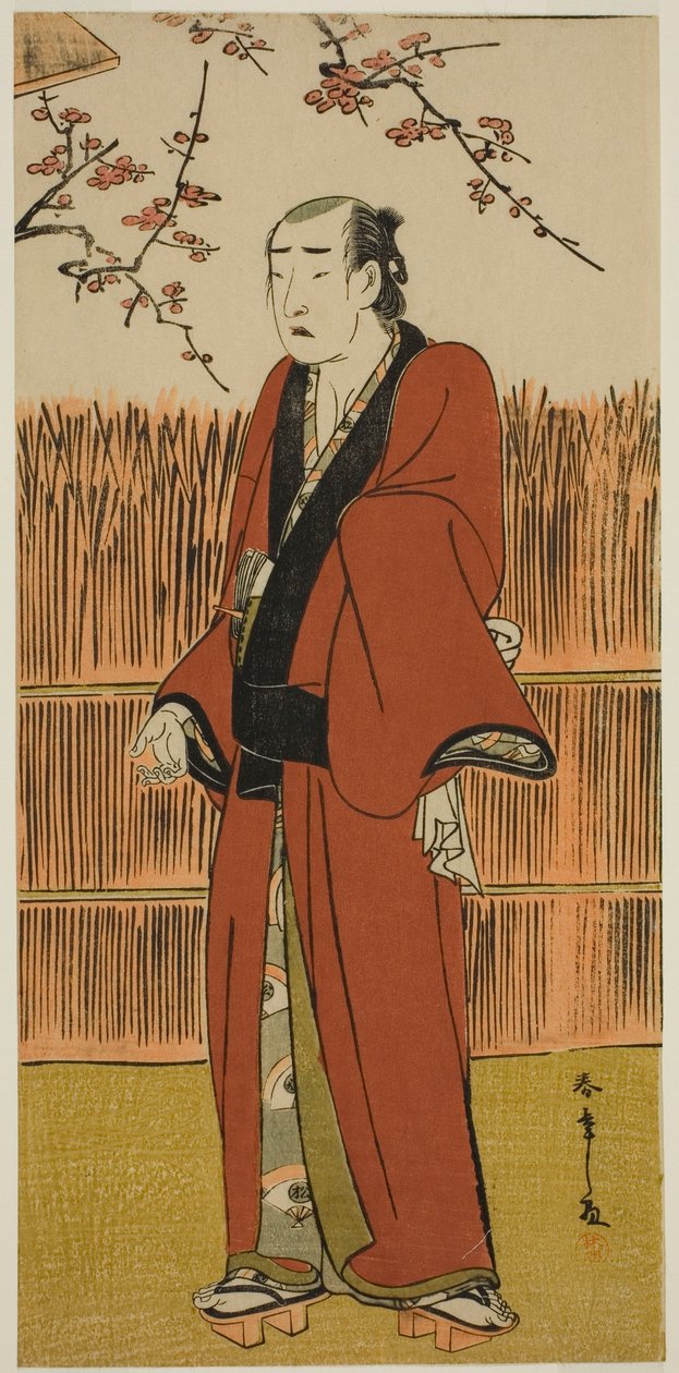 Onoe Matsusuke I jako Baramon no Kichi w sztuce Hatsumombi Kuruwa Soga, wystawionej w Teatrze Nakamura w pierwszym miesiącu, autorstwa Katsukawa Shunsho