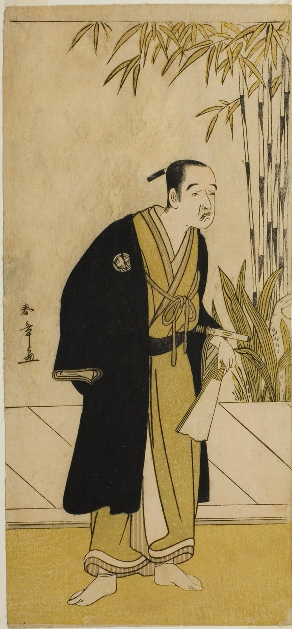 Aktor Otani Tomoemon I jako Kajino Choan (?) w sztuce Hono Nitta Daimyojin (?), wystawionej w Teatrze Morita (?) w siódmym miesiącu, 1777 autorstwa Katsukawa Shunsho