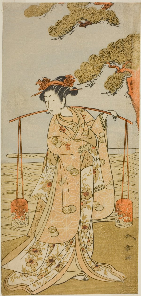 Aktor Segawa Kitsuji III jako Murasame w sztuce Gohiiki Kanjincho, wystawionej w Teatrze Nakamura w jedenastym miesiącu, 1773 autorstwa Katsukawa Shunsho