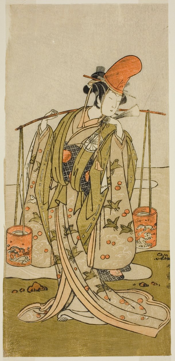 Aktor Segawa Kitsuji III jako Murasame w sztuce Gohiiki Kanjincho, wystawionej w Teatrze Nakamura w jedenastym miesiącu, 1773 autorstwa Katsukawa Shunsho