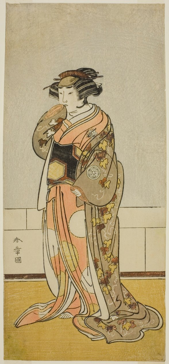Aktor Yamashita Kinsaku II jako Lady Kikusui (Kikusui Gozen) (?) w sztuce Kaeribana Eiyu Taiheiki (?), wystawiony w Teatrze Nakamura (?) w jedenastym miesiącu 1779 (?) autorstwa Katsukawa Shunsho