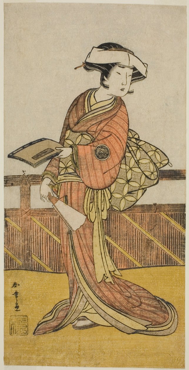 Yamashita Kinsaku II jako Oishi (?) w sztuce Kanadehon Chushin Nagori no Kura (?), wystawionej w Teatrze Nakamora w dziewiątym miesiącu 1780 (?) autorstwa Katsukawa Shunsho