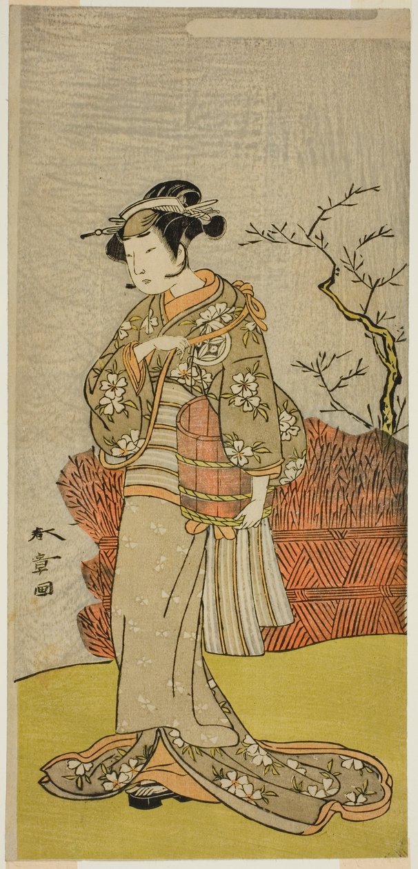 Świat pierwszego śniegu w roku, świat pierwszego śniegu, perforowany w Morita, 1773 autorstwa Katsukawa Shunsho