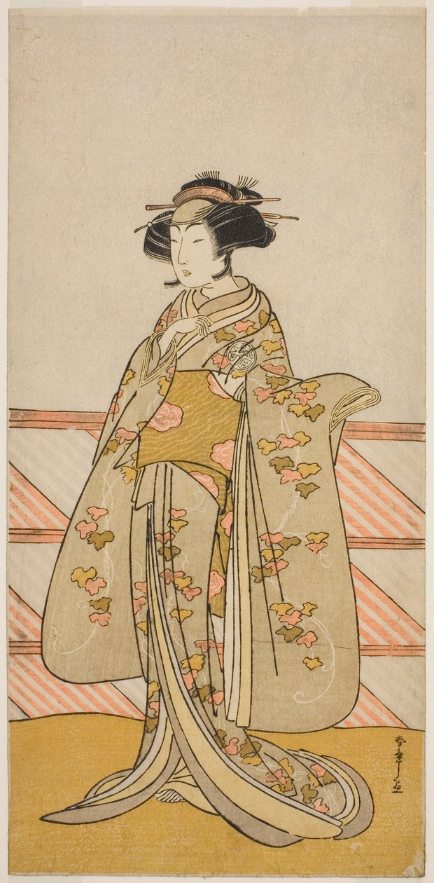 Aktor Yoshizawa Iroha I jako Tamamo no Mae (?) w sztuce Sakuya Kono Hana no Kaomise (?), wystawiony w Teatrze Nakamura (?) w jedenastym miesiącu 1776 (?) autorstwa Katsukawa Shunsho