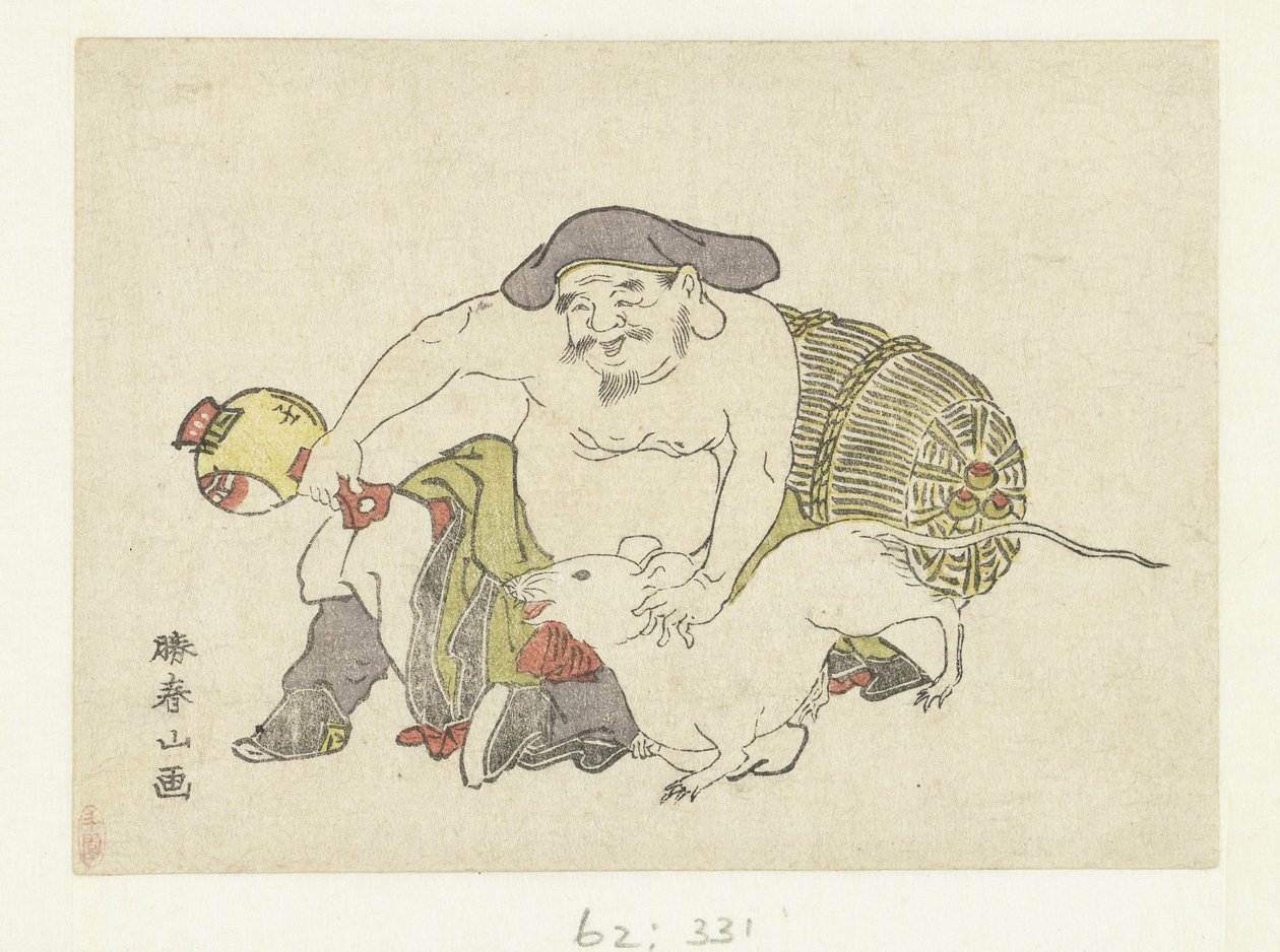 Daikoku i jego Rat autorstwa Katsukawa Shunzan