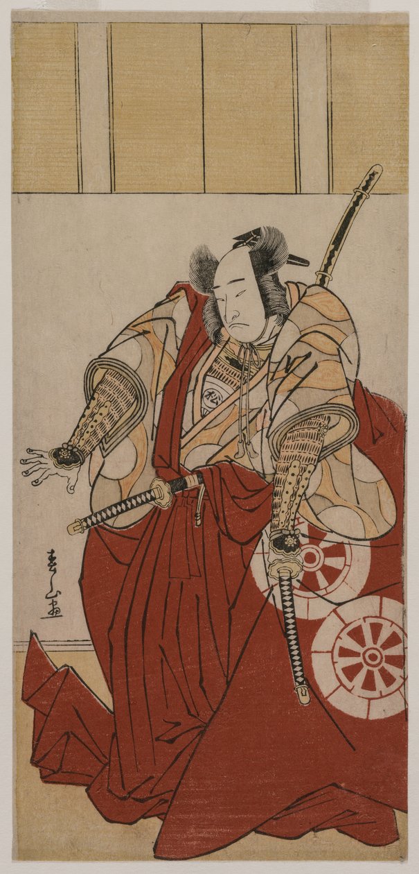 Matsuke Onoe Jak chudy Sadamitsu, 1781. autorstwa Katsukawa Shunzan