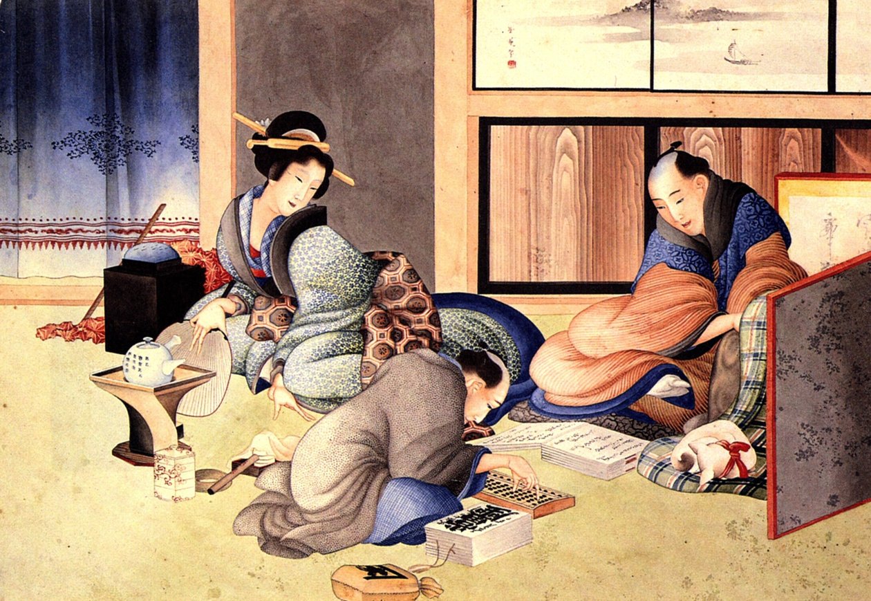 Sprzedawca tworzący konto autorstwa Katsushika Hokusai