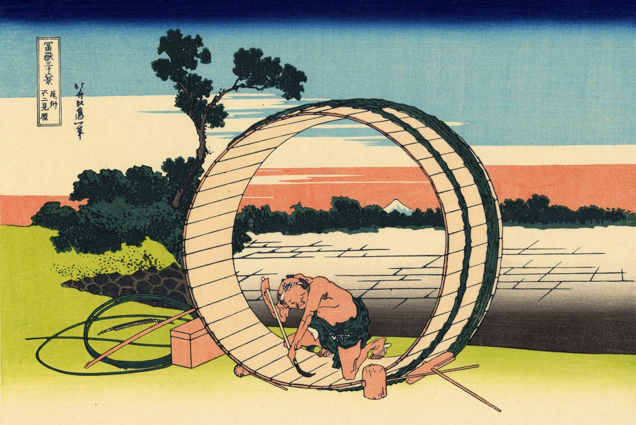 Bishū Fujimigahara Fuji oglądana z pól ryżowych w prowincji Owari autorstwa Katsushika Hokusai