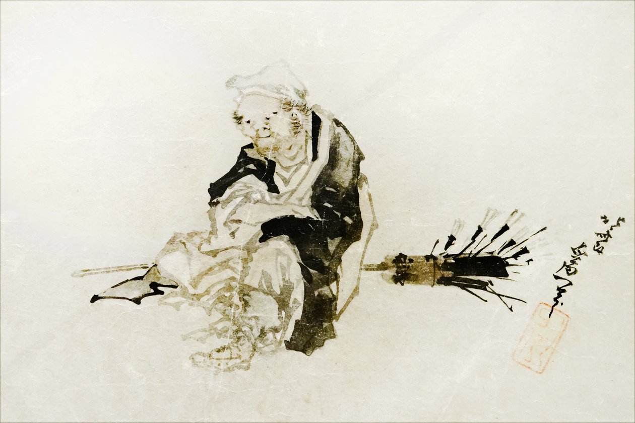 Handlarz trzepaczką bambusową do autorstwa Katsushika Hokusai