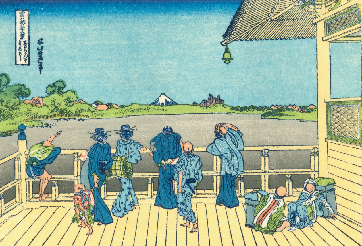Sala Sazai - Świątynia Pięciuset Rakan autorstwa Katsushika Hokusai