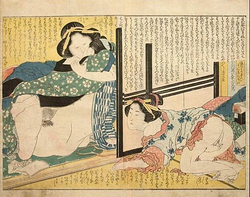 Masturbacja Shunga autorstwa Katsushika Hokusai