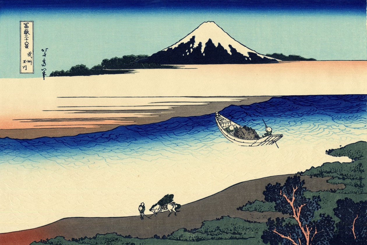 Rzeka Tama w prowincji Musashi autorstwa Katsushika Hokusai