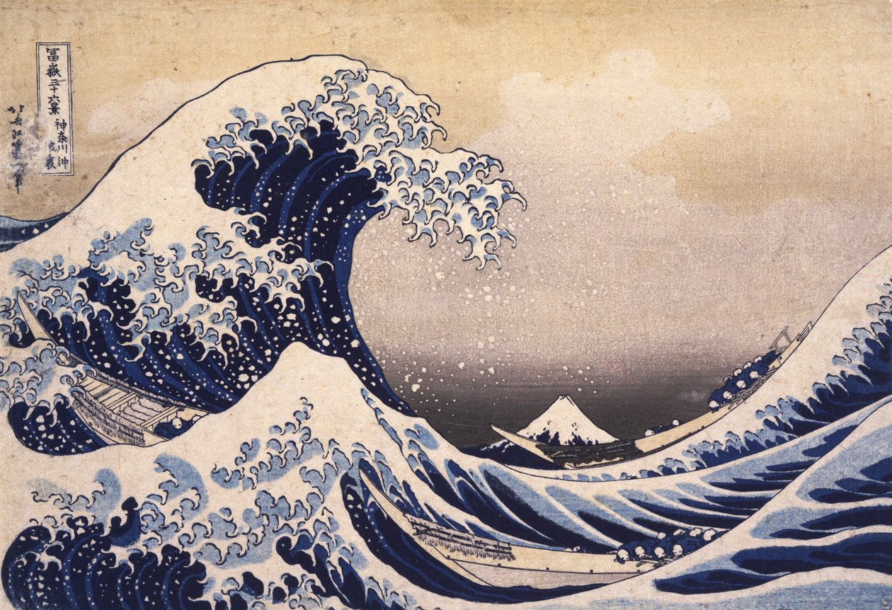 Trzydzieści sześć widoków na górę Fuji - Wielka fala u wybrzeży Kanagawa autorstwa Katsushika Hokusai