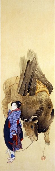 The Cow Guardian, reprodukowana w magazynie „The Kokka” autorstwa After Katsushika Hokusai